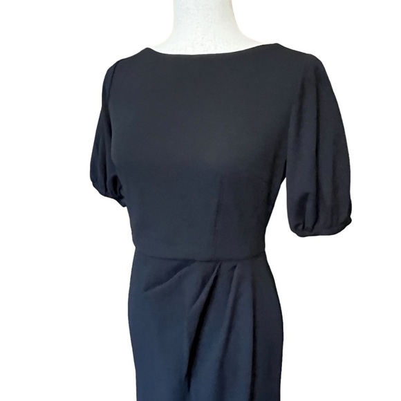 Maggy London Woman Puff Sleeve Sheath Knee Length Dress Black Size 2 #1336 - Picture 4 of 8